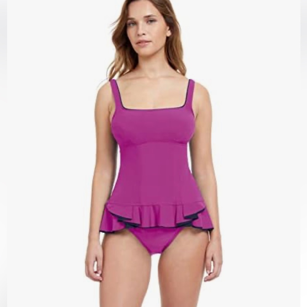 Profile by Gottex Women's Standard Belle Curve Square Neck Tankini top - Picture 4 of 11